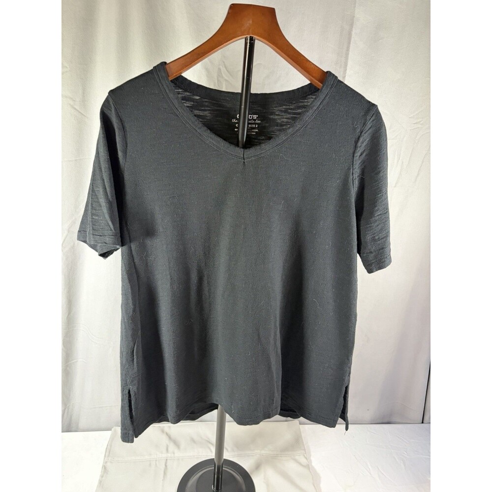 CHICO'S Classic Black Short Sleeve Knit Ultimate Tee Top Sz 2